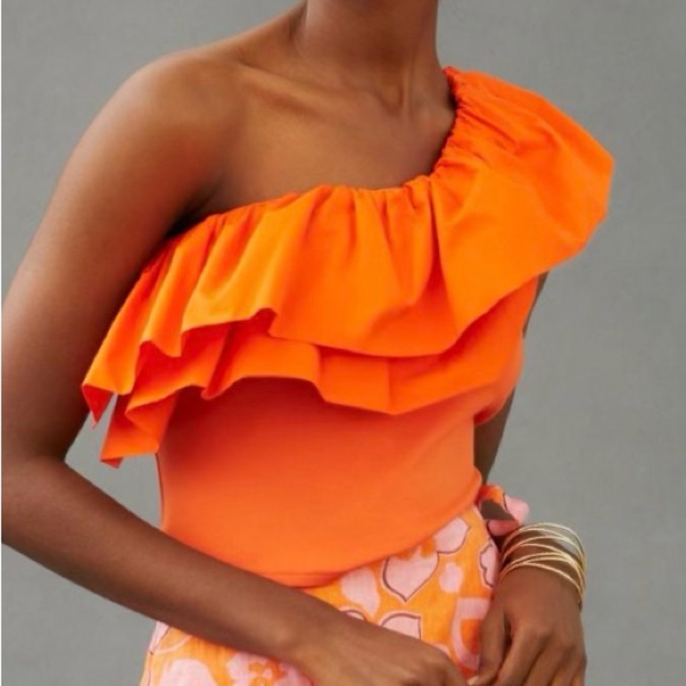 Anthropologie Sunday in Brooklyn Ruffled One-Shoulder Top SZ S‎